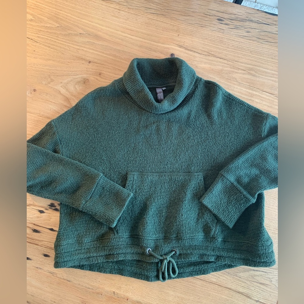 Sweaty Betty Women’s Waffle Cowl Sweatshirt Size XL Green Preowned